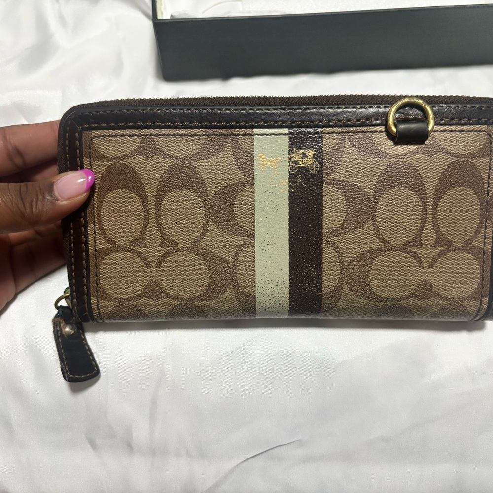 Coach Brown Heritage Stripe Wallet